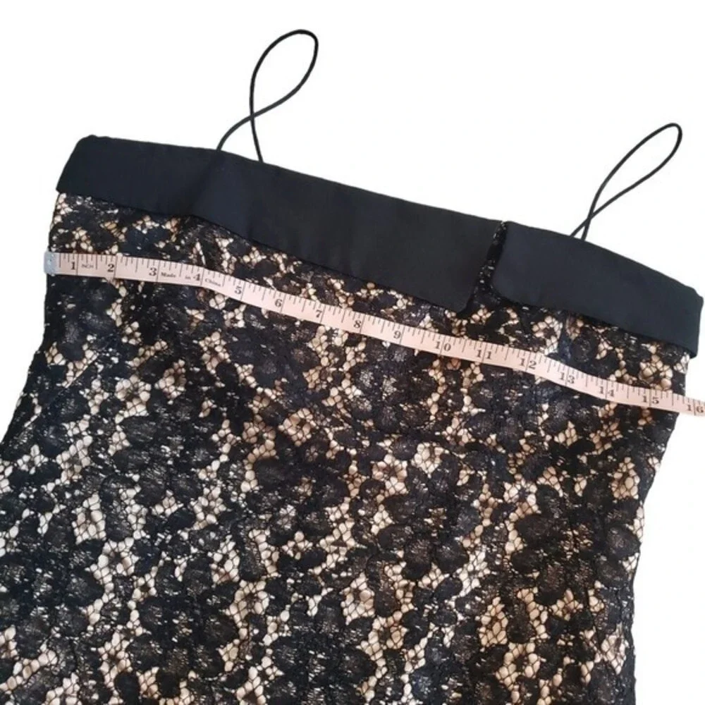 Talbots Cocktail Dress‎ Sexy Black Tan Gold Embroidered Midi Petite XS